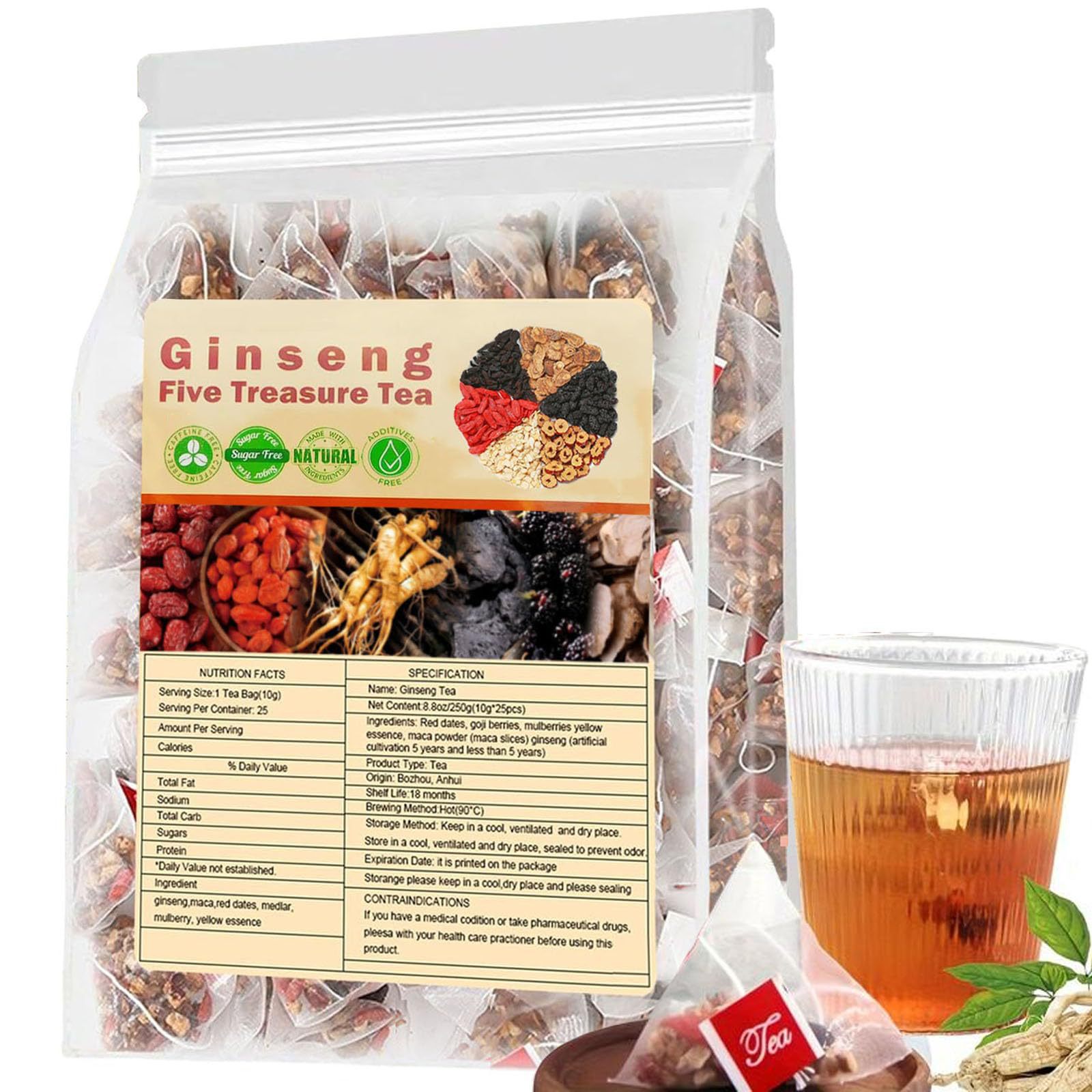 Ginseng Five Treasures Tea Kid - Herbal Wellness Tea recension och pris